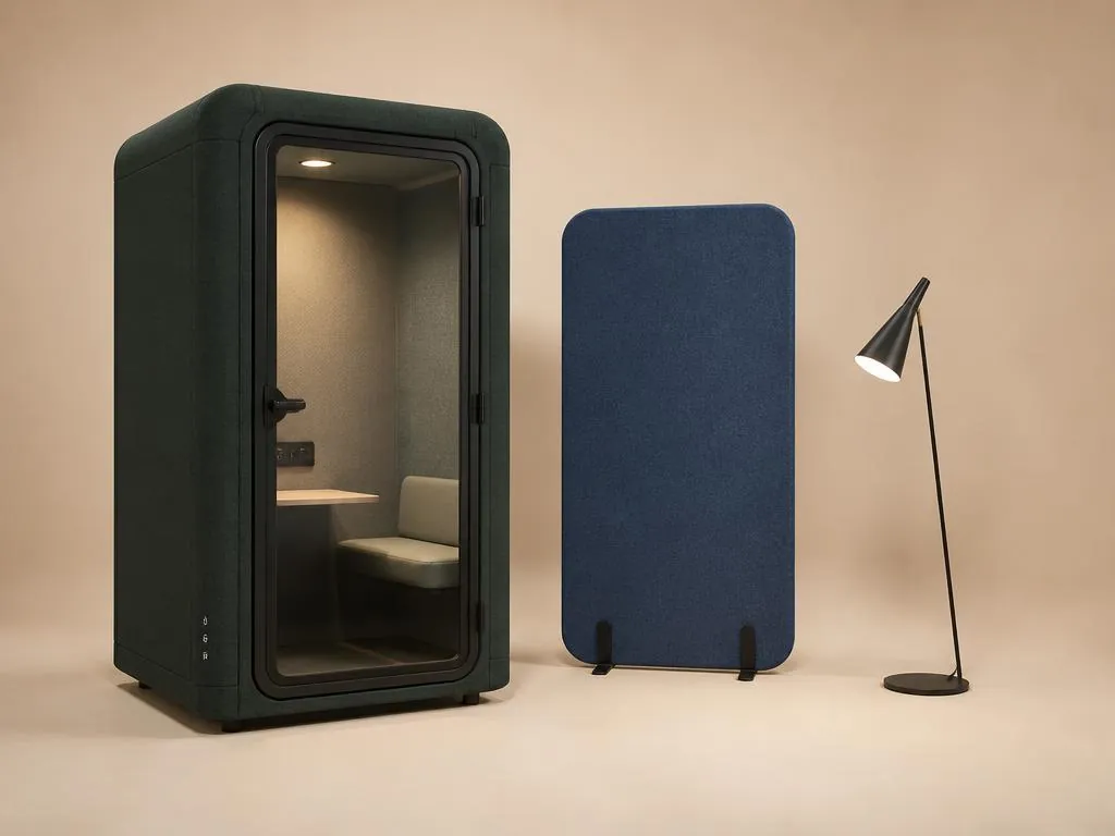 Cabine acoustique de bureau en feutre gris