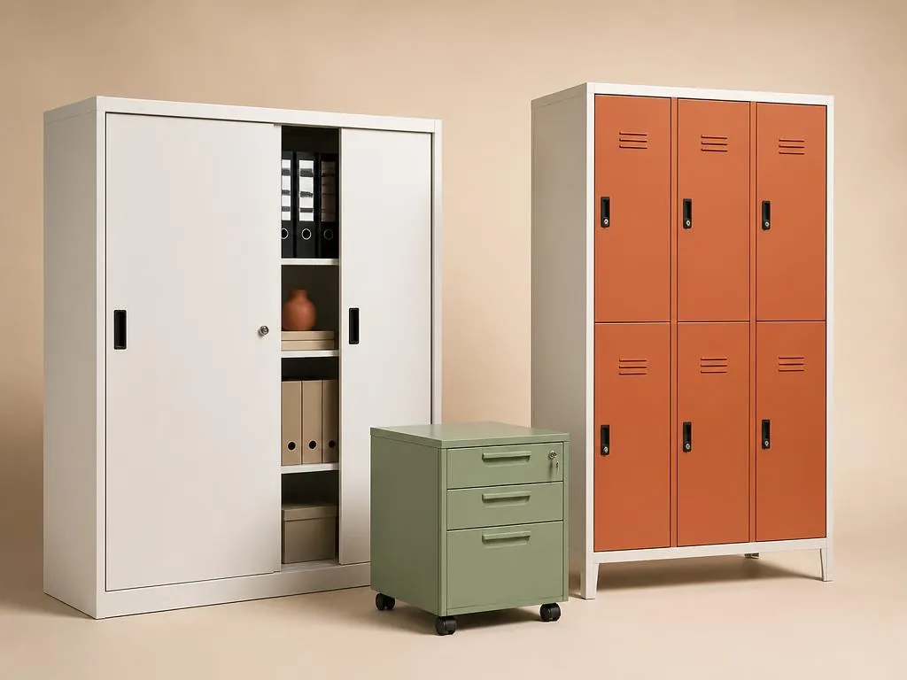 Armoire de bureau métallique à portes coulissantes